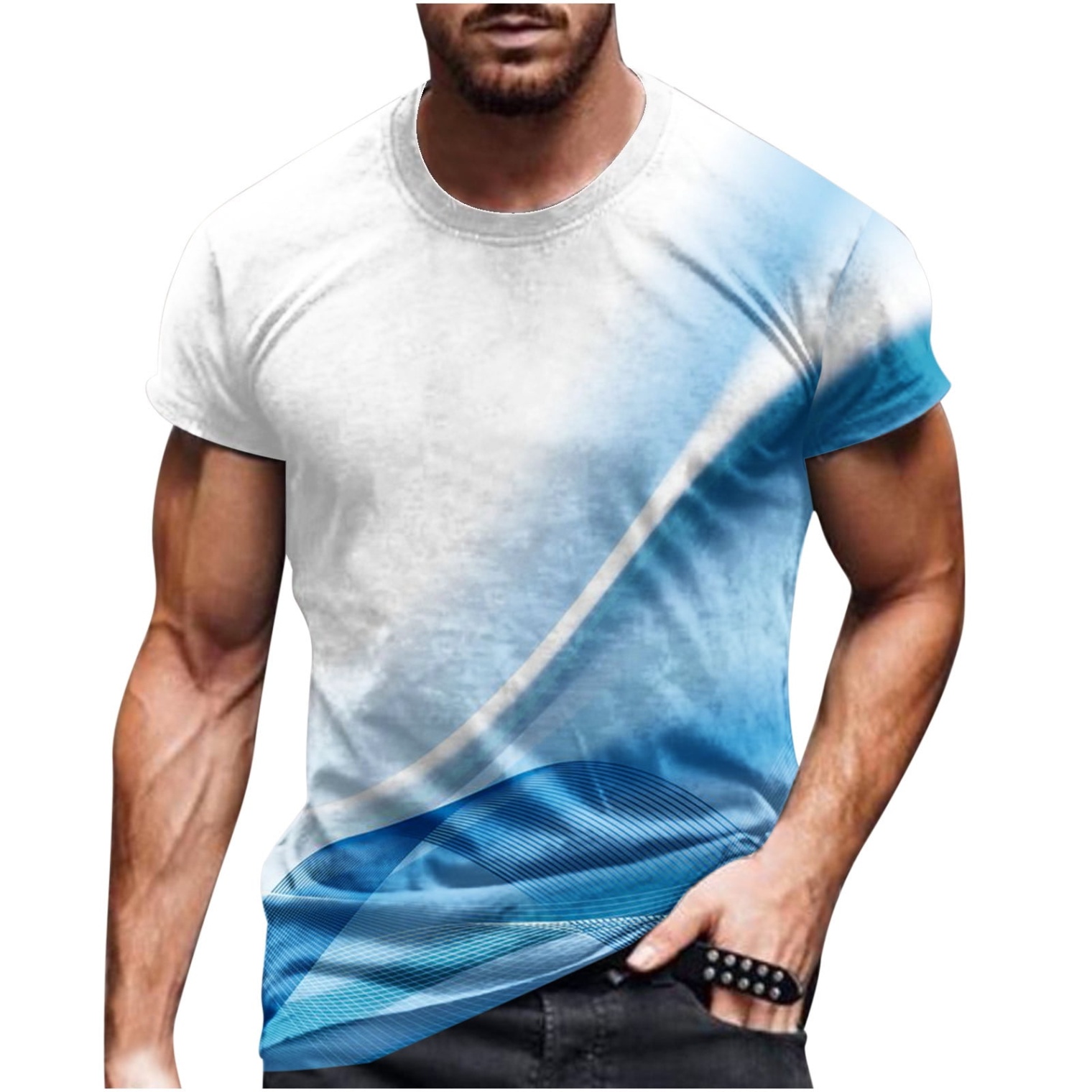 3d t shirt design Bulan 2 YYDGH D Shirts Print T Shirt for Mens Printed Tshirt Graphic Tees Short  Sleeve Crewneck T-Shirts with Designs Streetwear(#Light Blue,XL)